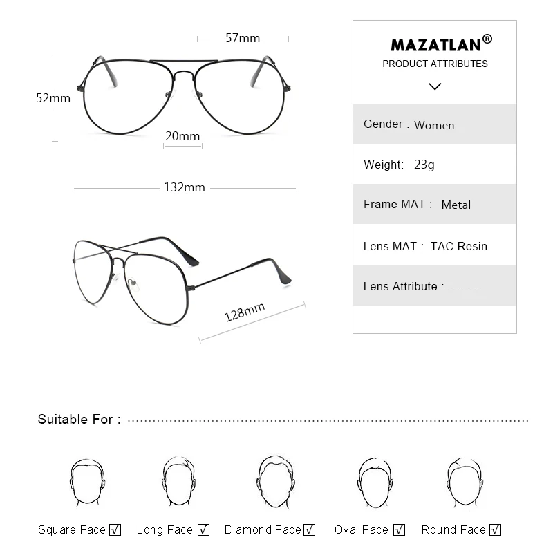Мазатлан дизайн прозрачные женские очки Пилот оправа Очки для работы за компьютером черная оправа очки прозрачные линзы очки
