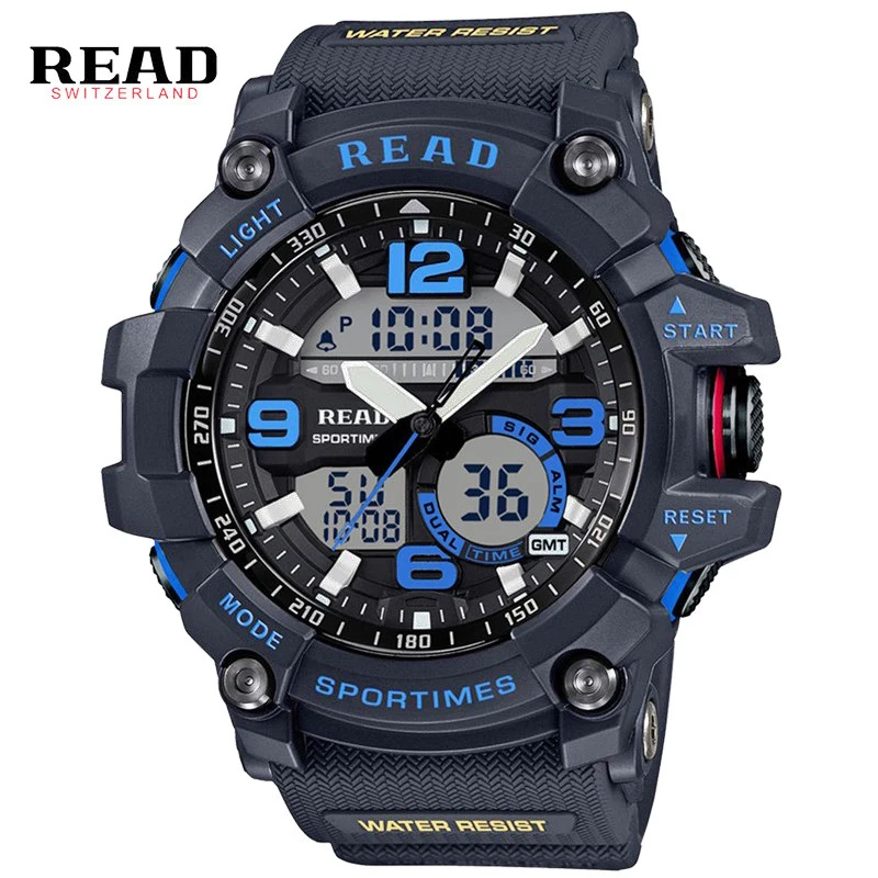 

Top Brand Men Sports Watches Display Analog LED Electronic Quartz Wristwatches Waterproof Swimming Military Watch