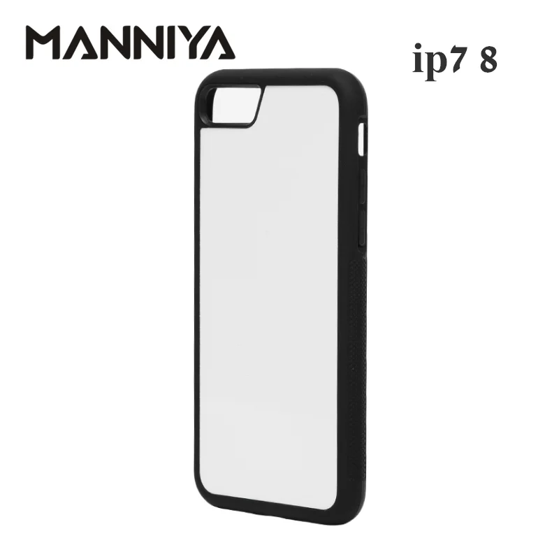 MANNIYA for iphone 7 8 SE 2020 Blank Sublimation TPU+PC rubber phone Case with Aluminum Inserts and tape  10pcs/lot