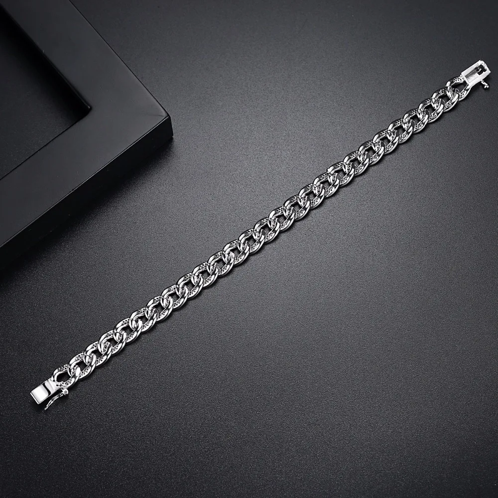 LUOTEEMI AAA Cubic Zirconia Paved Delicate Hip Hop Curb Cuban Link Chain Bracelet For Women Luxury Exquisite Party Jewelry Gifts