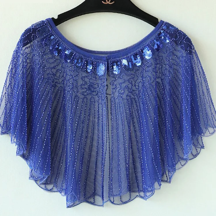 

BLINGSTORY Women's 1920s Shawl Beaded Sequin Deco Evening Cape Bolero Flapper Cover Up Shawl Nail Bead Sequin Casaco Feminino