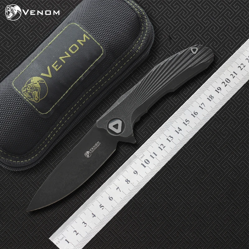 Веном Кевин Джон концептуальный нож, лезвие: S35VN(сатин), Ручка: TC4 плоскостной подшипник Открытый Кемпинг Складной нож EDC
