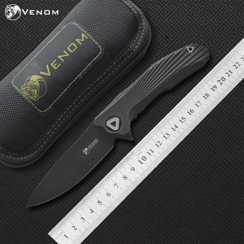 

Free shipping,VENOM Kevin John New Concept knife,Blade:S35VN(satin),Handle:TC4 Plane bearing outdoor camping Folding knife EDC