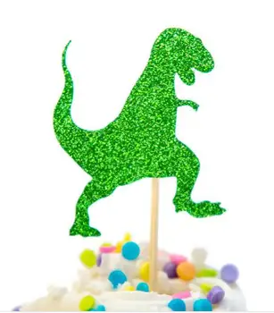 

GLITTER dinosaurs birthday Gender Reveal cupcake toppers baptism Christening party decoration doughnut foodtoothpicks