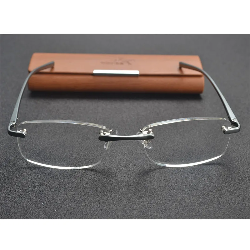

2019 new Rimless Reading Glasses Men Women Aluminum-magnesium Dioptric Frame Presbyopic Glasses for Reader with box FML