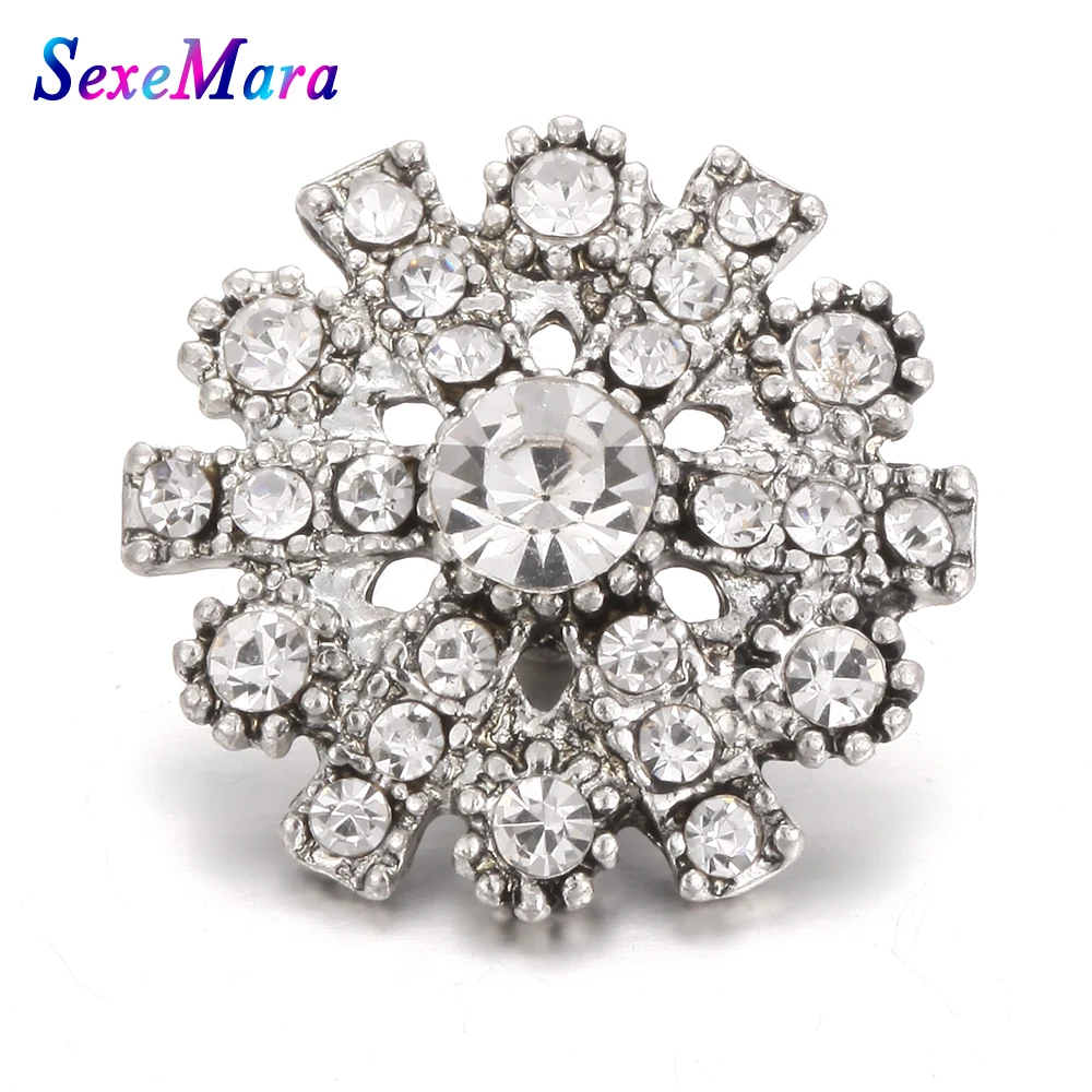 10 шт./лот новые кнопки Jewelry со стразами снежинки цветы 18 мм металла оснастки Fit