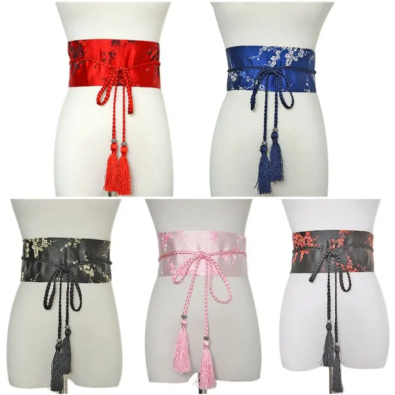 

Ethnic Style Ladies Women Belt Tassel Straps Girdle Embroidery Wide Waist Strap Clothing Accessories Skirt Belts