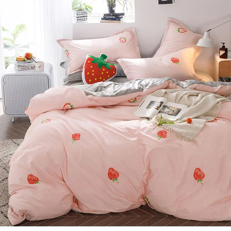 

DIFUNINA Bed Linings 4 Pcs Bedding Set Cotton Stitching Crystal Velvet P Bed Sheet Pillowcase Duvet Cover Home Textiles