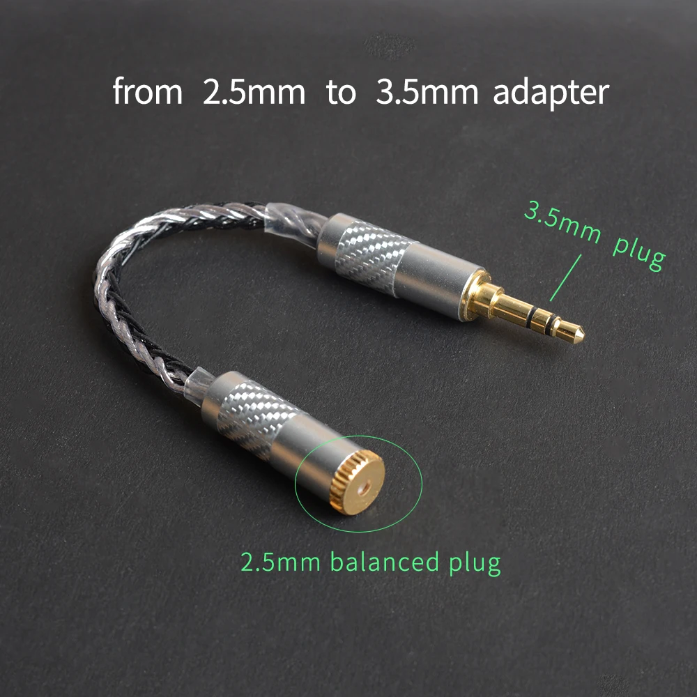 Okcsc Hifi Music 3.5mm Male To 2.5mm Female Balance Output Adapter Audio Stereo Cable 8 Cores