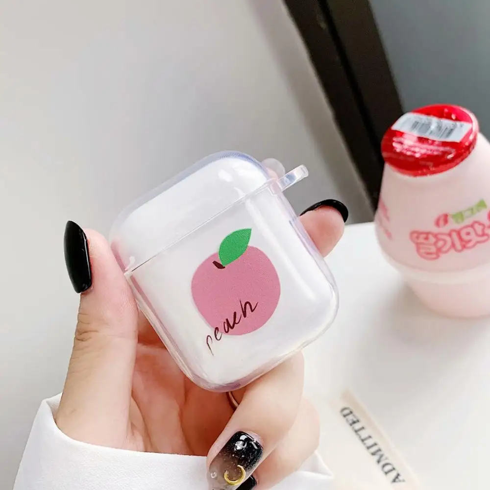 Фрукты Клубника peah силиконовый чехол для Apple Airpods чехол для Apple гарнитура для Airpods чехол s Прозрачный Air Pods защитный чехол - Цвет: 2