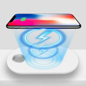 

New 2 in 1 QI Wireless Charger Double Charge Ultra-thin Fast Charge Pad for Apple Watch Smart Mobile Phone