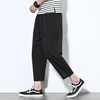 Pantalon en coton et en lin respirant, ample, jambes larges, 2022, pantalon été offre spéciale, noir/gris, collection pantalons décontractés ► Photo 1/5