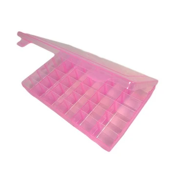 

36-Grid Clear Plastic Diamond Embroidery Box Craft Storage Oranganizer For Sewing, Jewelry Making, Kids Crafts & More - Pink Col