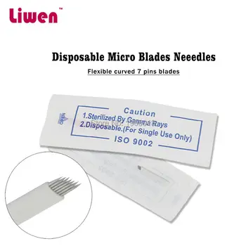 

Cheapest 500pcs White 7 pin Embroidery Needle blade permanent makeup manual needle blades for micorblading pen