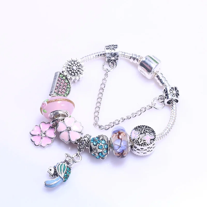 Baopon Новое поступление 2017 года Европейский дятлы болтается браслет с шармами DIY