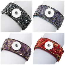 Красивый хрустальный камни, галька поверхности мягкий бархат браслет с застежкой 4 вида цветов 21 см fit DIY 18 мм Кнопки подвеска в виде пуговицы SE0192