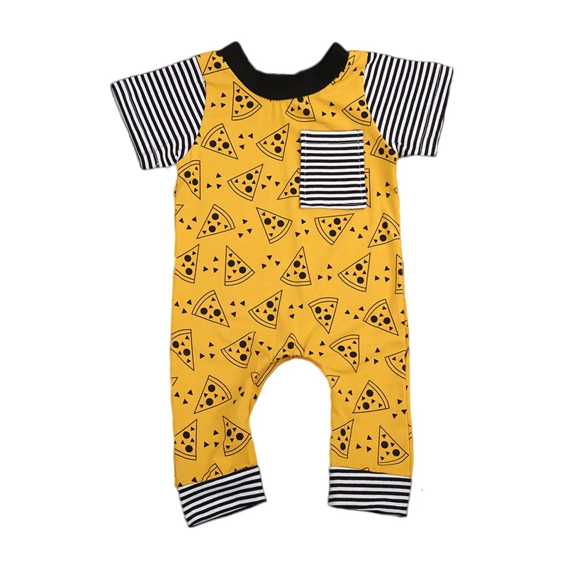 

2017 New fashion baby rompers infant clothing cotton Yellow Short sleeve cartoon Jumpsuit newborn baby boy girl clothes