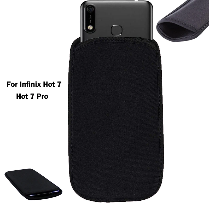 

For Infinix hot 7 Flexible Neoprene Protective Black Pouch For Infinix hot 7 Pro Elastic Sleeves universal bag Case
