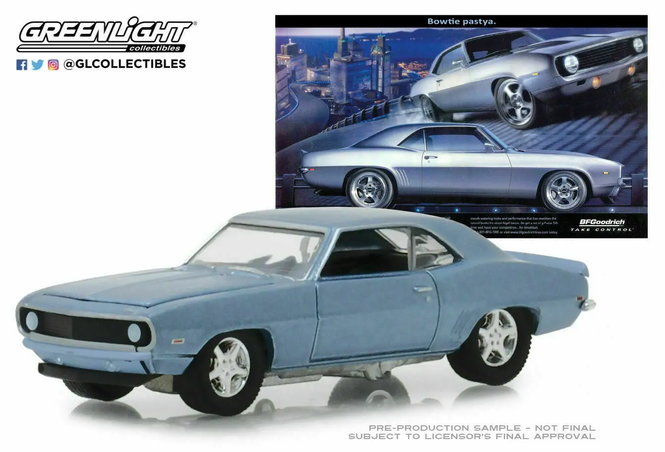 Игрушечный автомобиль GreenLight 1:64 1969 CHEVRO LET CAMARO BLUE игрушечный из сплава игрушки для