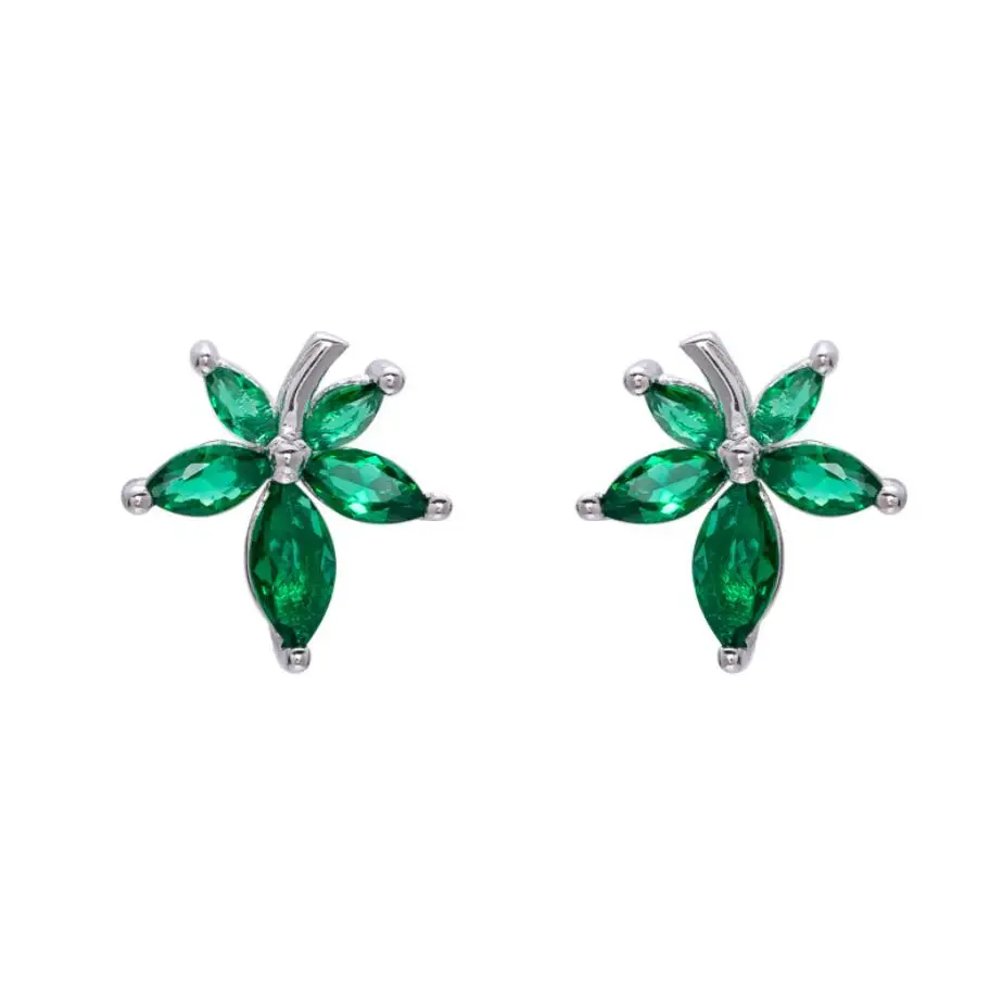 Серьги-капельки HRina из стерлингового серебра S925 пробы с зеленым цирконием и