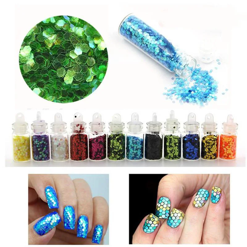 12 цветов/Много Блеск УФ лак для ногтей порошок Bling Блестки ремесло DIY стикер
