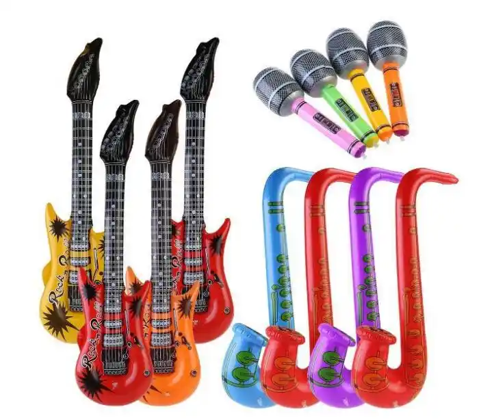 1 pcs Fantasia Instrumento Brinquedos Infláveis Guitarra Microfone Rádio Teclado Tambor para Crianças Carnaval Inflável Beach Party Decoração
