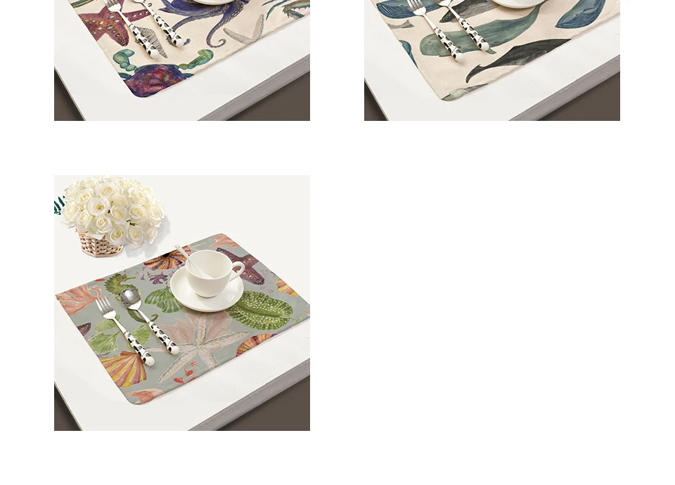 Современные столовые приборы Miracille, хлопковое льняное чайное полотенце, салфетка с рисунком морского организма, украшение стола для свадебной вечеринки, ткань