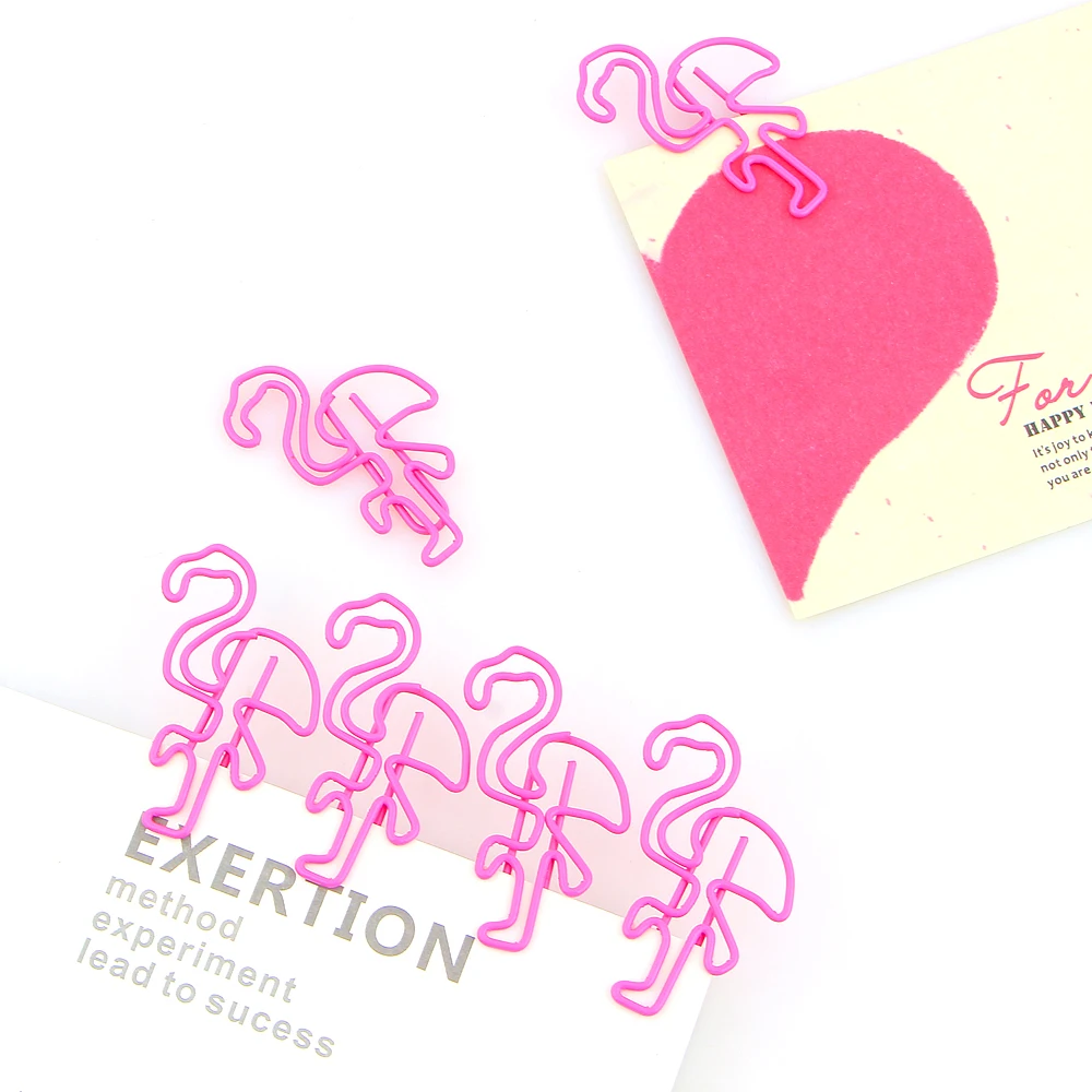 10/lot красивый розовый Фламинго закладки планировщик металлический зажим для бумаги Материал закладки для книги канцелярский школьный