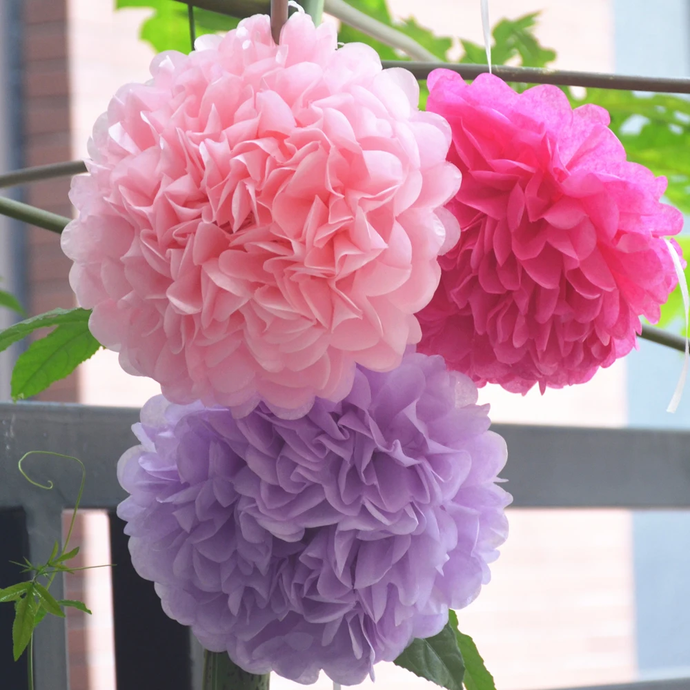 

3pcs Mixed 3 Sizes(20cm,25cm,30cm) Wedding Pom Poms Tissue Pape Wedding Party Festival Decoration Paper Flower Ball