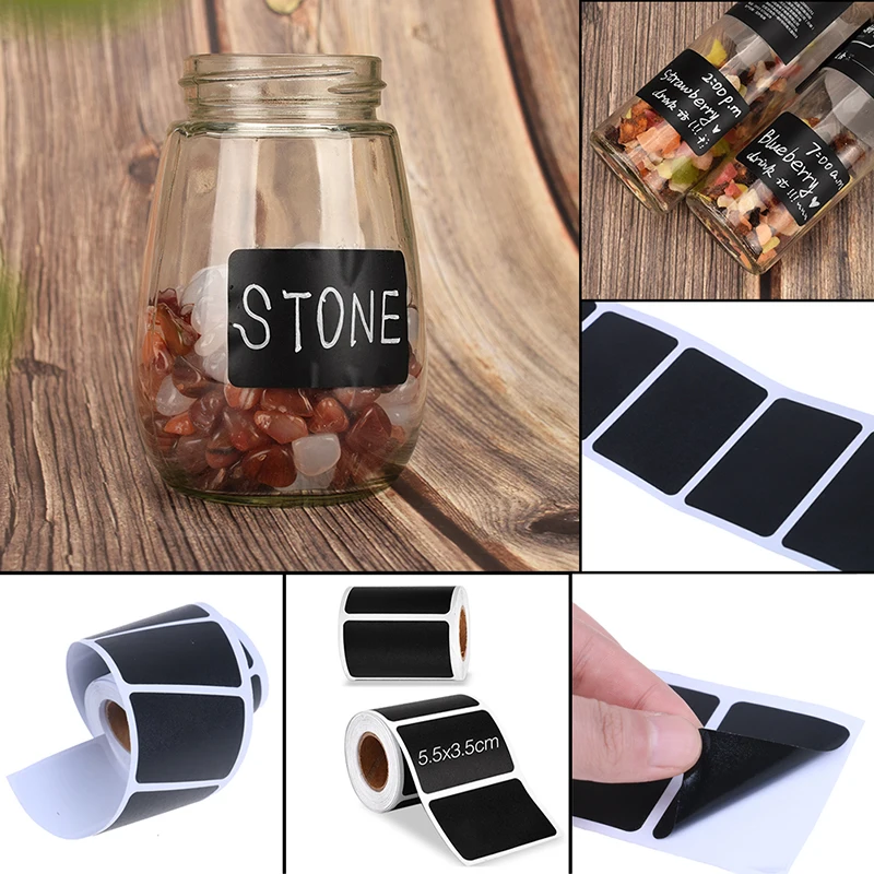 

120pcs/roll Waterproof Chalkboard Kitchen Spice Label Stickers Home Jam Jar Bottle Tags Blackboard Labels Stickers