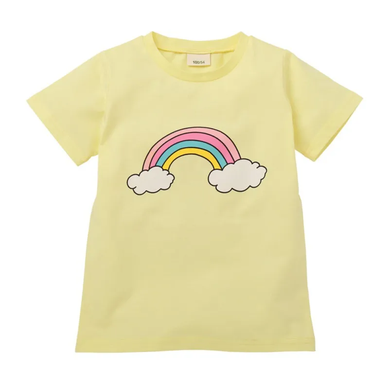 

Girls Summer Cotton Rainbow Pattern T-shirt Tops Blouse Short Sleeve Tee Shirt Outfits