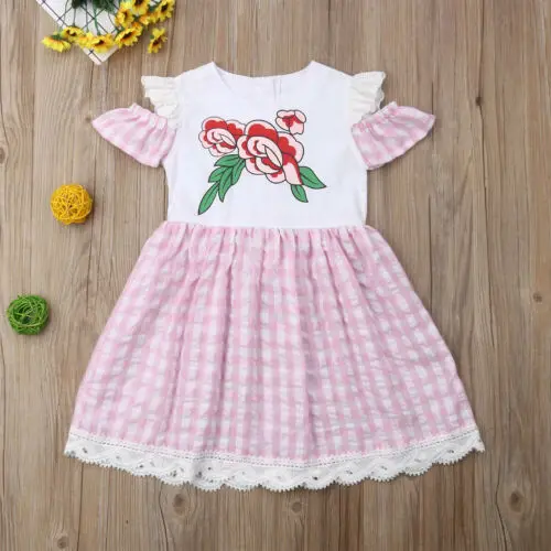 

PUDCOCO Summer Kids Toddler Baby Flower Girl Short Sleeve Dress Princess Dresses Clothes