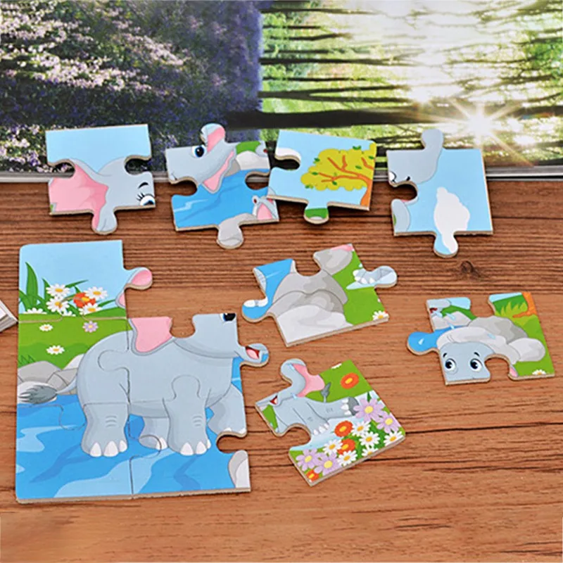 Детские преподавание деревянный детские игрушки-головоломки с изображением животных головоломки 12 ломтик кусочек детские развивающие