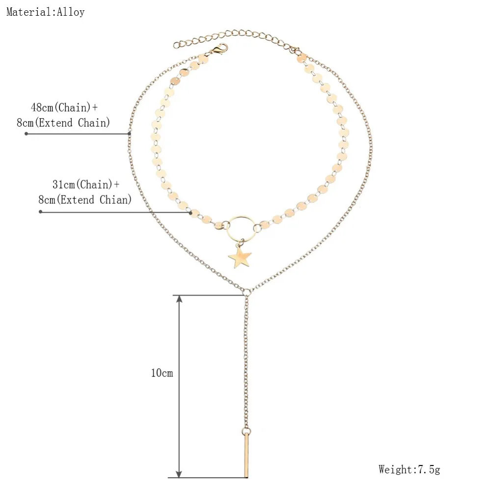 UAM простые милые аксессуары двойной чокер с несколькими слоями для женщин звезда короткие ожерелья и подвески корейские Ювелирные изделия Подарки для лучшего друга
