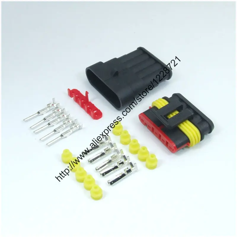 

10kit 282107-1 282089-1 IP67 5pin way Super Sealed Waterproof Electrical Wire Connector Auto Plug for Car caravan marine jet
