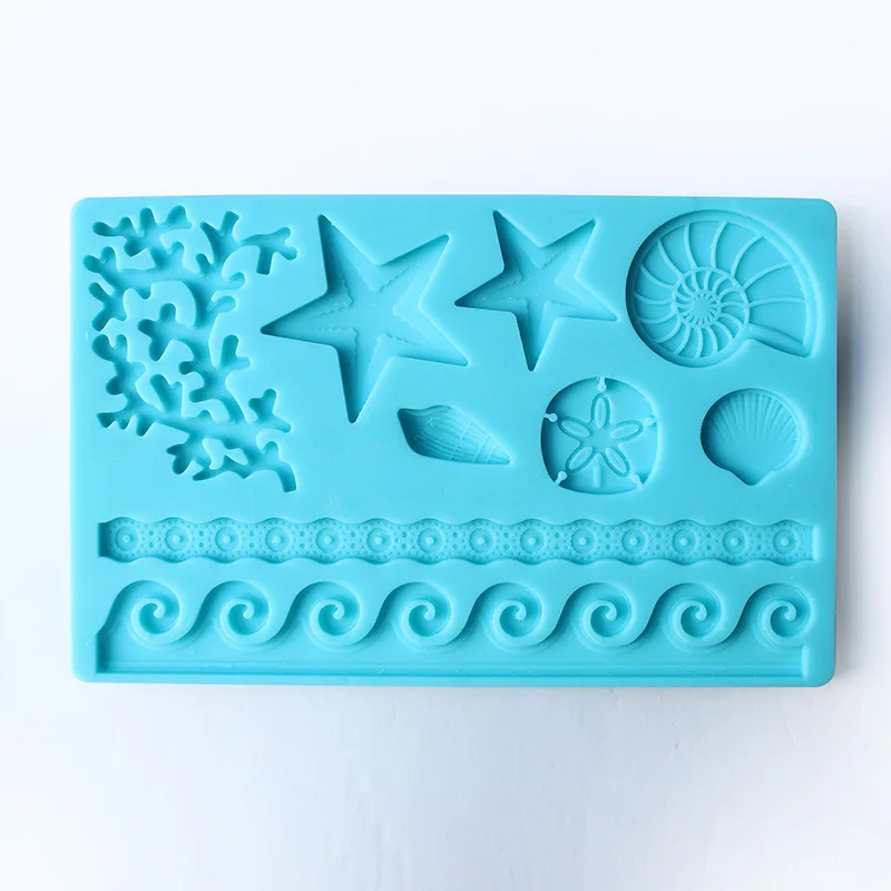 

Sea Series Shaped Silicone Cake Mold Kitchen Baking Mold Printing Pad Sugar Craft Fondant Cake Tools Cake Decoration Mold