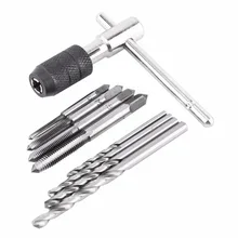 9 pièces/ensemble tarauds à vis & clé en forme de T & forets hélicoïdaux filetage vis support de robinet alésoir taraudeuse Kit d'outils à main meilleur prix à chaud