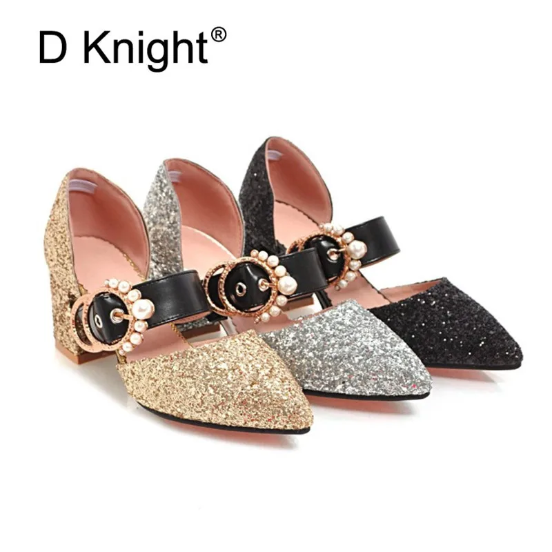 Silver Sequins Women Party Shoes Princess High Heels 2018 Spring Summer Bling Pumps Sexy Pointed Toe Gold Women Wedding Shoes (15)