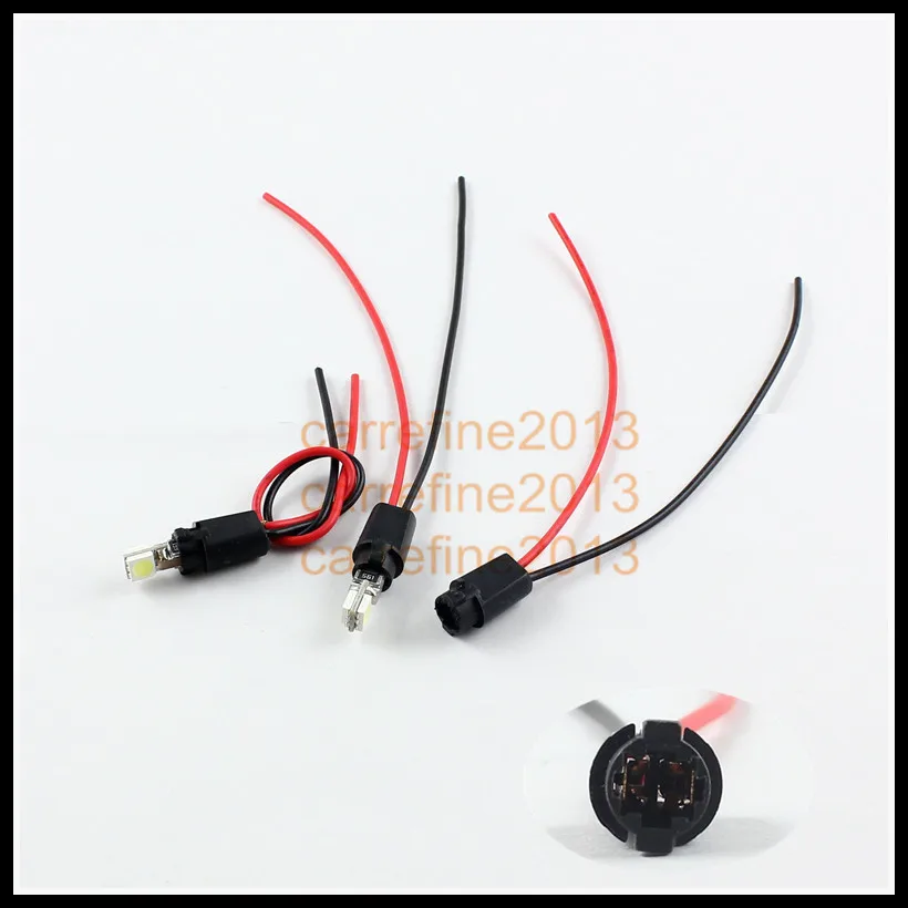 

2pcs t5 bulb+2pcs car led lamp connector T5 bulb holder adaptor for led bulb auto t5 wedge base socket for led reading lamp