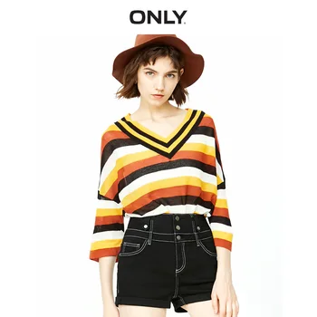 

ONLY summer new V-neck loose striped hollow-out sweater women | 118324505