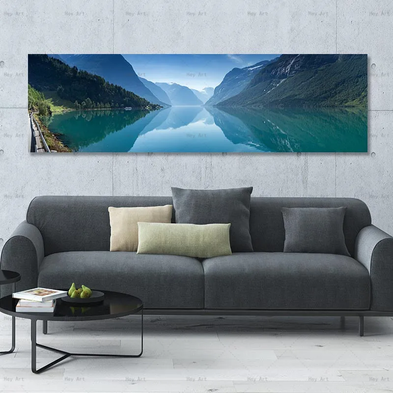 Blue Lake Canvas Painting Wall Pictures for Living Room posters and prints waterfall Landscape poster