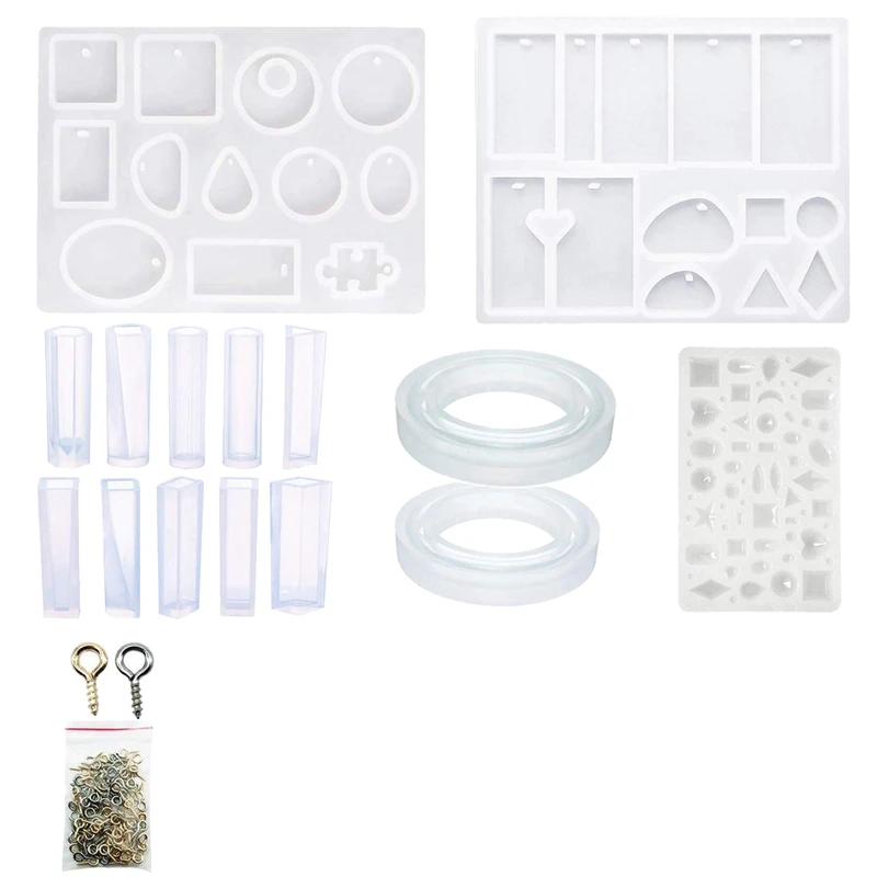 

Silicone Resin Kits Assorted Style 25 Pcs Jewelry Casting Mold Tools Set Jewelry Pendant Moulds And 100 Pcs Eye Screw Pins For
