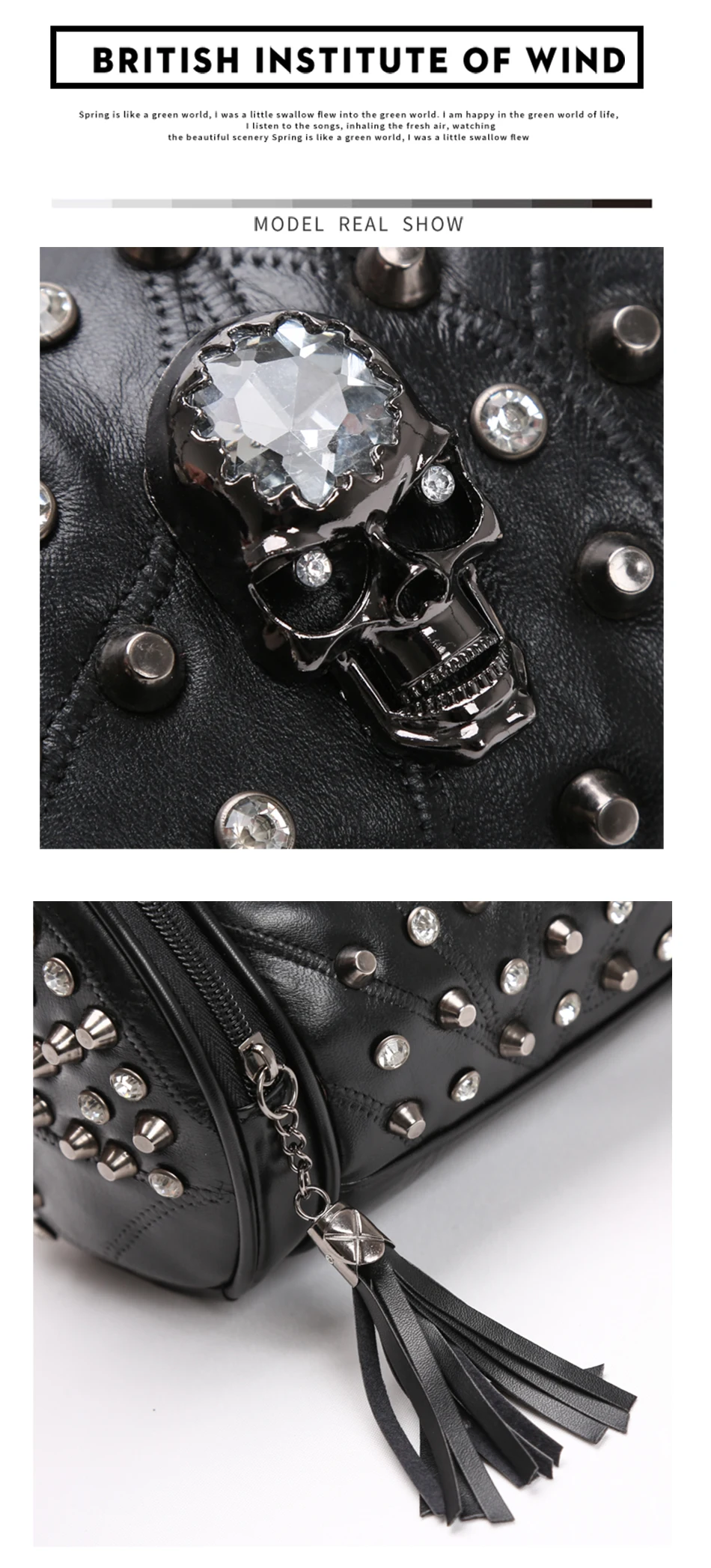 luxo rock rebite punk bolsa de ombro