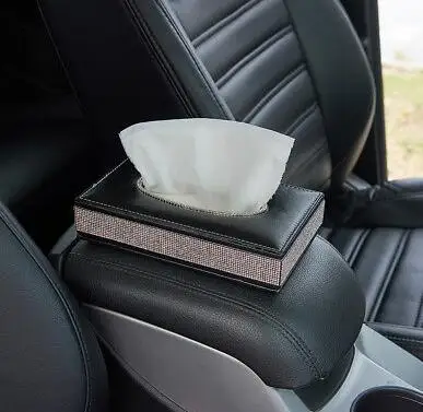 

Home Car Bling Rhinestone Paper Towel Box Napkin Cover Tissue Case Black