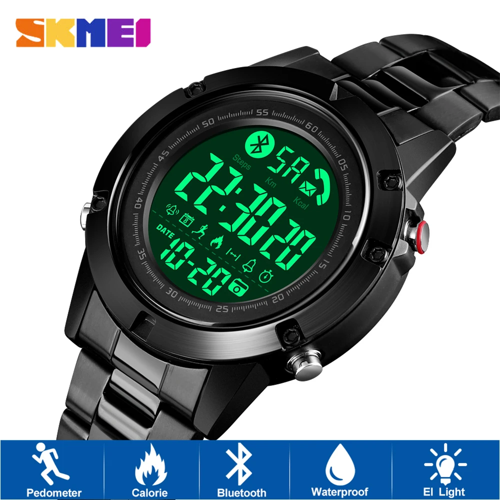 SKMEI 1500 Смарт Bluetooth мужские спортивные часы цифровые часы Шагомер Калорий Фитнес часы наружные наручные часы reloj inteligente