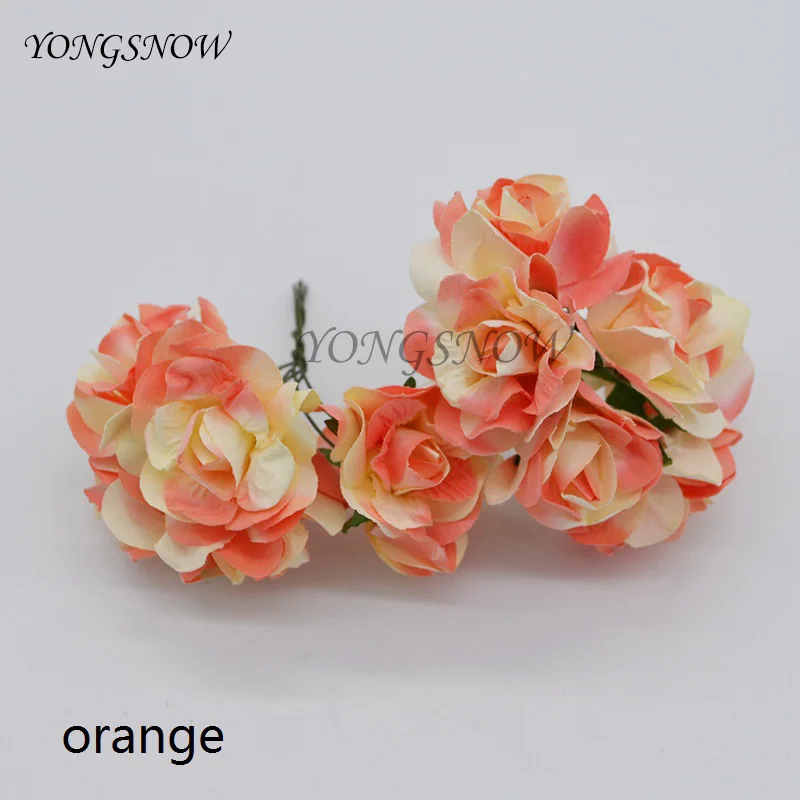 orange Новинка, 72 шт., 3,5 см, шелковая искусственная Роза, букет цветов для свадебной вечеринки, украшения, скрапбукинг, венок, сделай сам, цветок для рукоделия - Цвет: orange