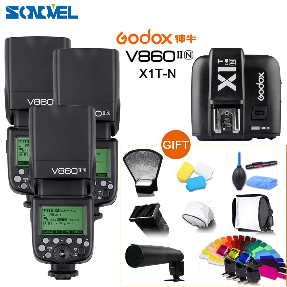 Бесплатная фотовспышка Speedlite 3x DHL GN60 i TTL HSS 1/8000s с литий ионной батареей и