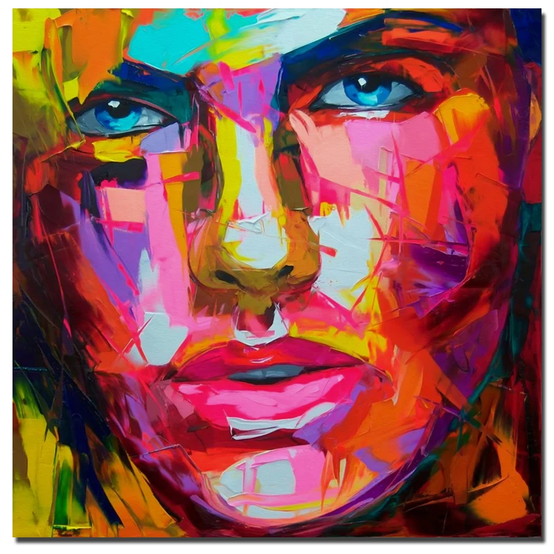 

Palette knife painting Abstract Portrait Face Oil painting By Francoise Nielly Wall Art Paintings Pictures For Home Decor