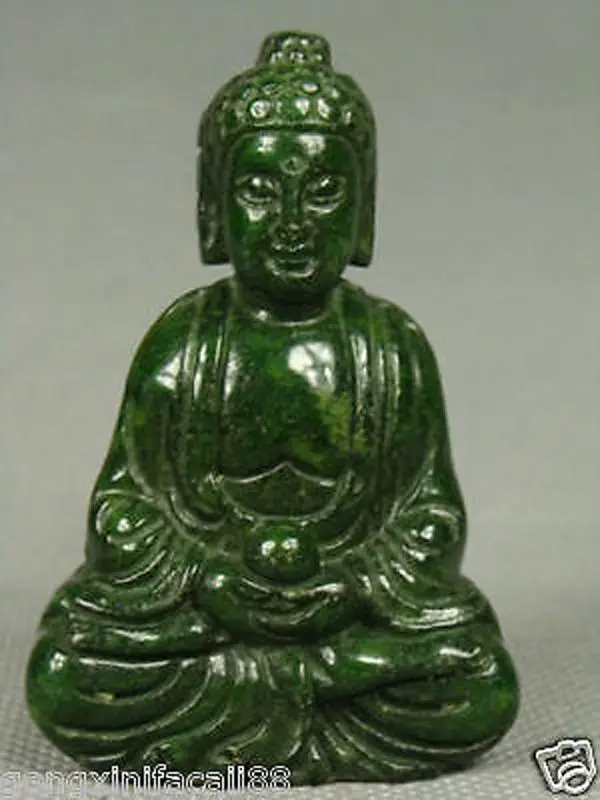 CHINESE OLD HANDWORK GREEN JADE CARVING BUDDHA PENDANT NETSUKE