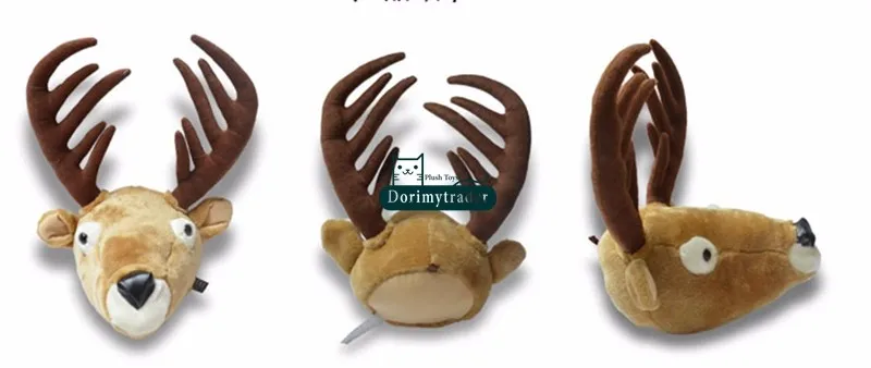 Dorimytrader Pop Anime Realistic Animals Heads Elephant Fox Panda Deer Rhinoceros Plush Toys Animal Wall Hanging Nice Home Decoration Doll DY61780(8)